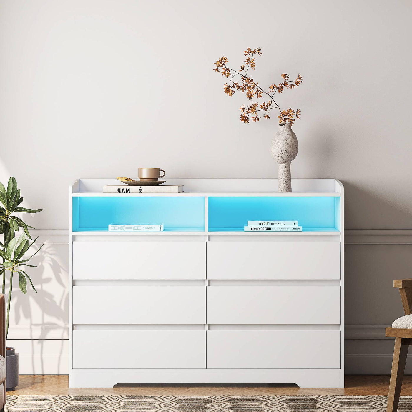 LED Lights Modern Dressers Drawers