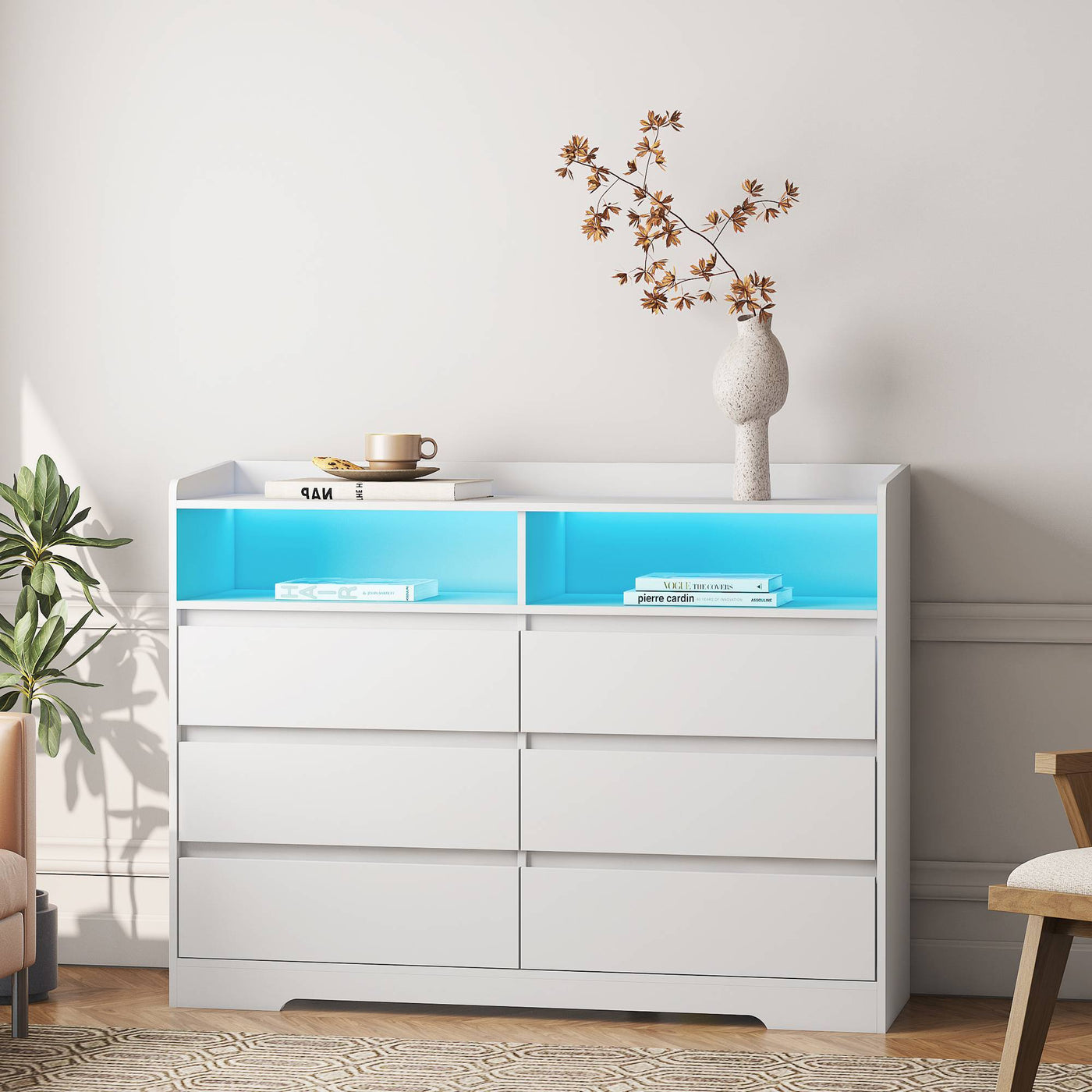 LED Lights Modern Dressers Drawers